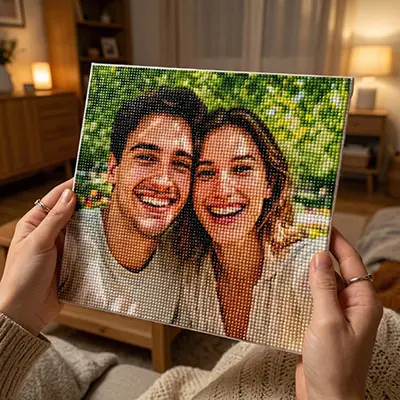 Diamond painting van een stel portret