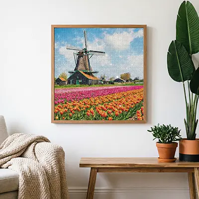 Diamond painting van een landschap